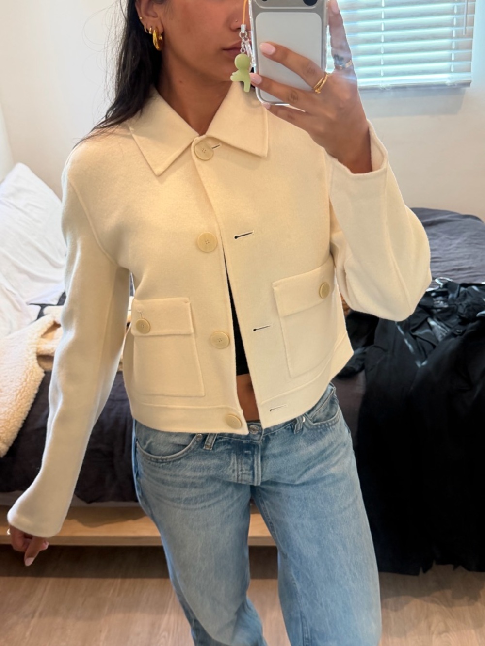 Theory wool Cream Cropped Button Jacket
